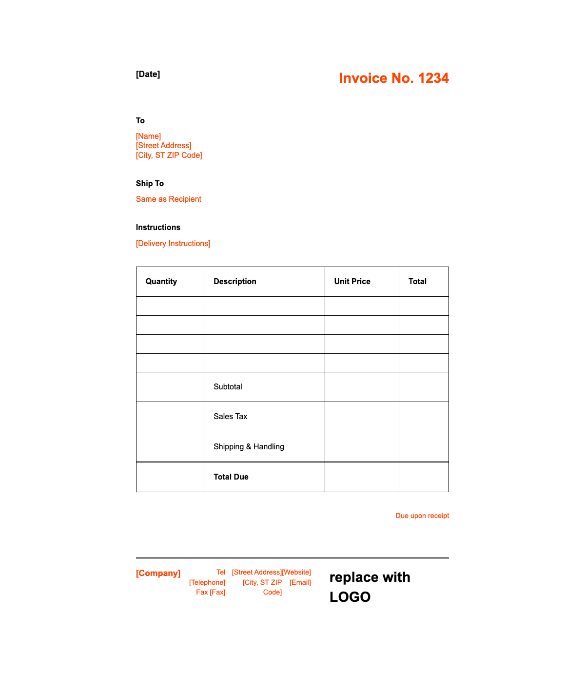 Business invoice Basic - Professional invoice template with itemized billing and company branding